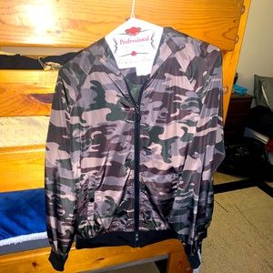 Army colored windbreaker jacket